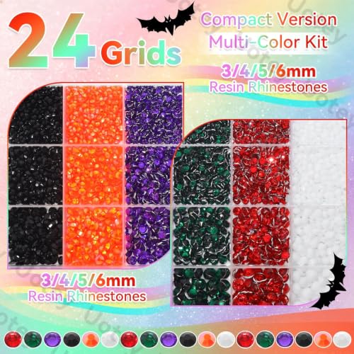 24Grid Halloween Rhinestones Kit 3-6mm, Flatback Gems for Bedazzling - color: S1