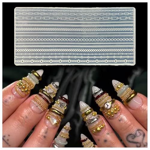 3D Chain Nail Mold Multiple Shapes Necklace Silicone Nails Molds Accessories Gel Rope Art Manicure Tools - color: 3D Chain Nail Mold