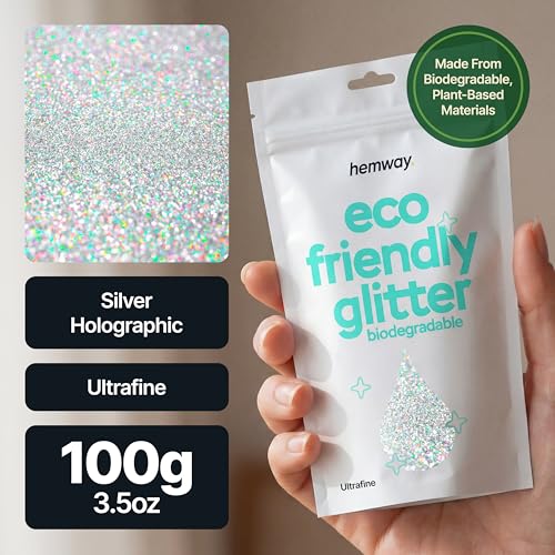 Hemway Biodegradable Glitter Silver Holographic 3.5oz Ultrafine - color: Silver Holographic, size: Ultrafine (1/128" 0.008" 0.2mm)