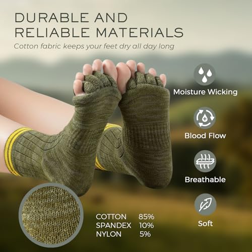 Foot Alignment Socks with Toe Separator,Toeless Yoga Socks for Women/Men - color: Green