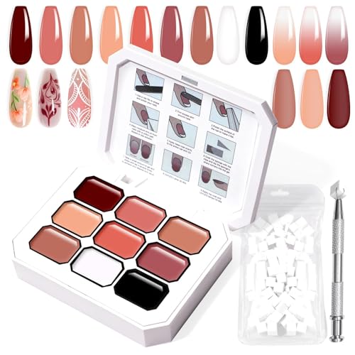 9 Colors Pat Painting Nail Gel Sponge Set,Hema＆TPO Free,No Wipe - color: Terracotta Blush Set