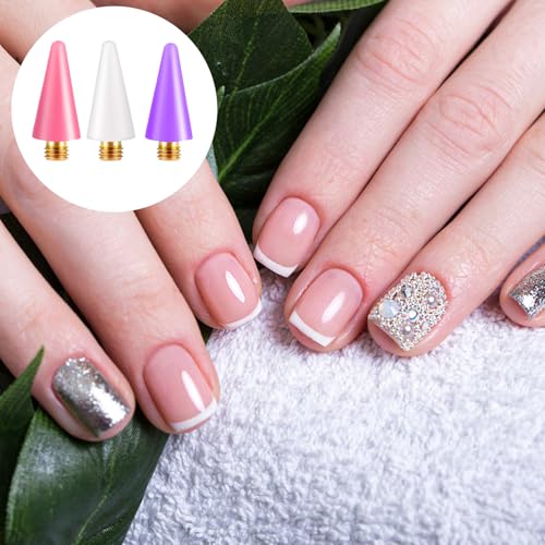 18PCS Wax Replacement Head Tips, Wax Pencil Tips Rhinestone Picker Replacement Tip Rhinestone Picker for Nail Dotting(Pink, White, Purple)