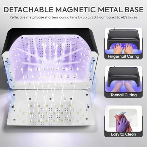 UV Light for Gel Nails, 120W UV LED Nail Lamp with Two-Hand Design - color: Black