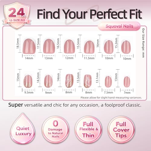 Press On Nails, Nude Pink, Short Square, 24PCS - color: 0118-Nude Butterfly White Edging