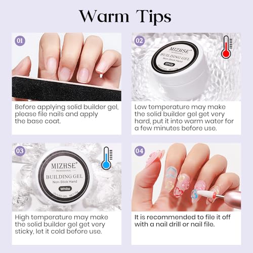 MIZHSE Solid Builder Gel, Non-Sticky White Sculpting Gel for Nails - color: 15g White