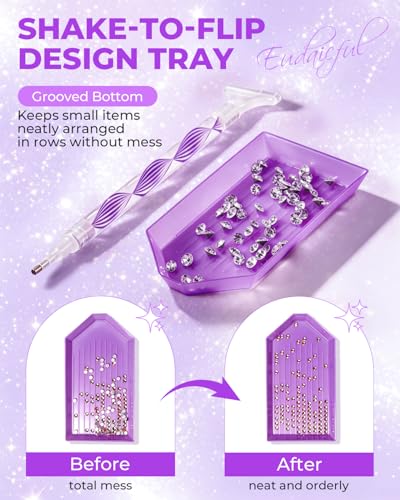 5.0 Pro Rhinestone Picker Tool Kit 16pcs, Bedazzling Pen | Diamond Art Tool - color: Deep Purple/White