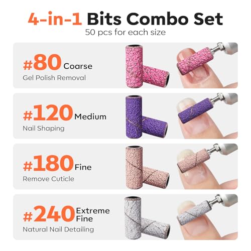 Modelones Nail Drill Bit 200 Pcs Mini Small Nail Sanding Bands - size: 4 size