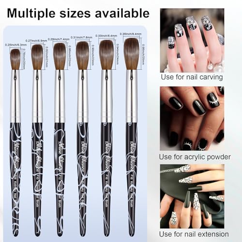 Acrylic Nail Art Brush Size 18, 100% Pure Kolinsky Hair Oval Nail Brush for Acrylic Application, Professional Nail Extension Manicure Tool Striping Nail Drawing Pen for DIY Home Salon - color: Black, size: #18
