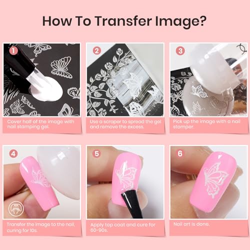 Beetles French Tip Tool: Stamp Gel Silicone Nail Stamp Kit - color: E - Black White-4