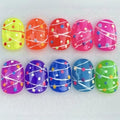 Polka Dot Press on Nails Short Oval Graffiti Design - color: Green Blue Pink Purple Orange Yellow
