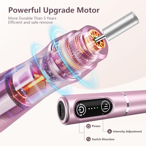 TUOBEO Cordless Nail Drill Electric Nail File Kit, Rechargeable Efile Set - color: Pink