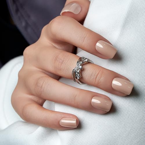 CurvLife Short Square Press On Nails, Bare Bloom Nude Pink, Soft Gel - color: Bare Bloom