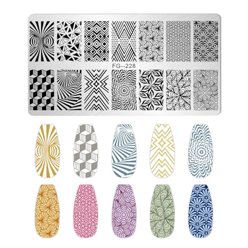 AddFavor Nail Stamping Plate Kit with Nail Stamp and Scraper, 6pcs Fire Skull Nail Stamper Kit for Home Salon Manicure Polish Print Stencils Design Tools - color: Color D