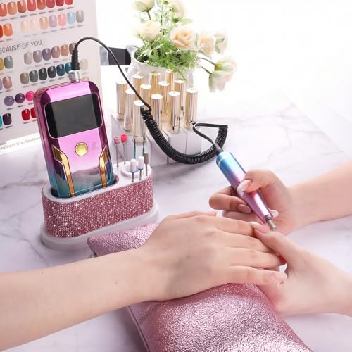 ANGNYA Nail Drill Machine Holder Efile Stand and Organizer Storage Box Case - color: Pink