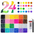 qiipii 24 Color Bedazzler Kit Full Grids 3mm Resin Bedazzled Rhinestones - color: Jelly Ab Rhinestones, size: 3mm