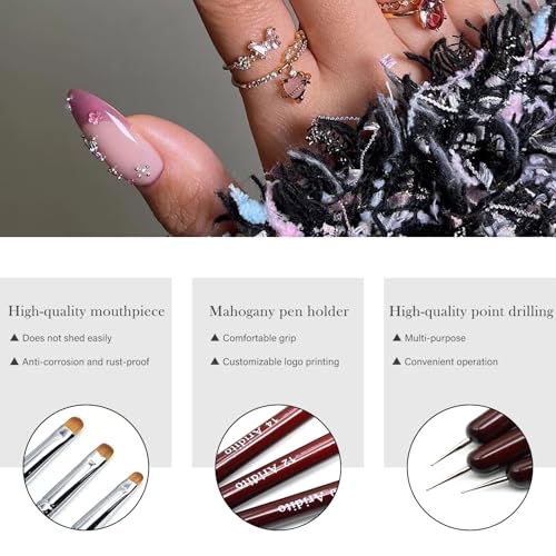 4Pcs Professional Red Wood French Nail Brushes - color: Red