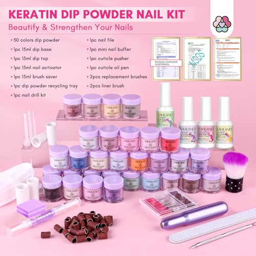 SAVILAND 30 Colors Dip Powder Nail Kit with Drill Starter Set - color: Summer Spring, size: 103 Pcs - Summer Spring
