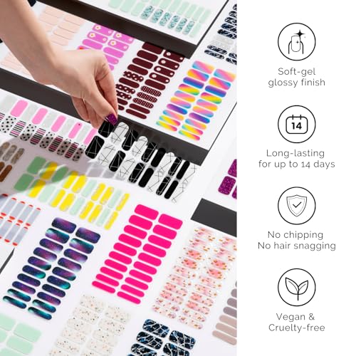 NAILOG Semi Cured Gel Nail Strips 20Pcs Gel Nail Stickers - Brick Red - color: Brick Red