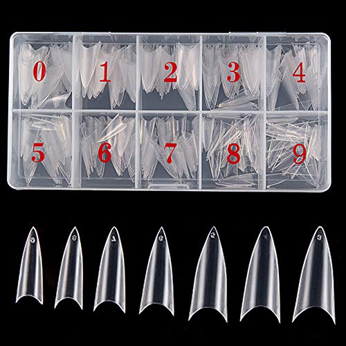 Beuniar Stiletto Nail Tips Clear 500Pcs Short Pointed False Acrylic Nails - color: Clear