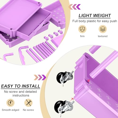 Goovilla 3 Tier Rolling Utility Cart Organizer with Removable Drawer,Purple - size: 3 Tier, style: Purple