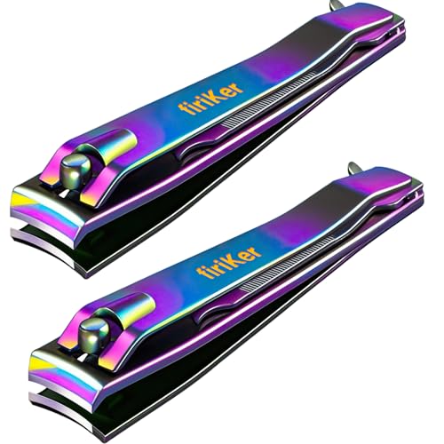 FiriKer 2 Pcs Rainbow Nail Clippers Set, Fingernail and Toenail Clippers - color: Rainbow