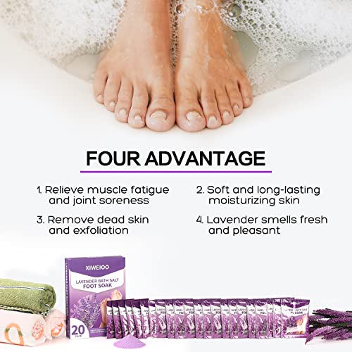 20 Pack Foot Soak Salts kit Epsom Lavender Pedicure Tea Tree Oil