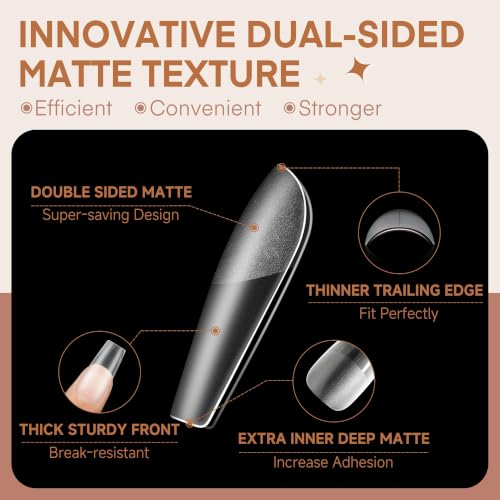 Luckyfairy Coffin Nails Tips-15 Sizes Pre-buff Matte Full Cover Gel Nail Tips 360pcs Medium Clear Coffin False Acrylic Nail Tips for Nail Extensions DIY Art