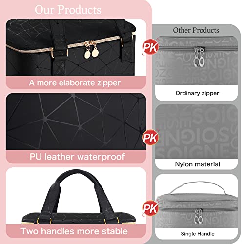 FCQQYWZ Nail Polish Organizer Case Hold 40+ Bottles (15ml/0.5 fl.oz) and Led Nail Lamp, Nail Supply Organizers and Storage for Nail Tech, Nail Dryer Case Nail Polish Bag Nail Kit Organizer (BLACK) - color: Black-40Bottles