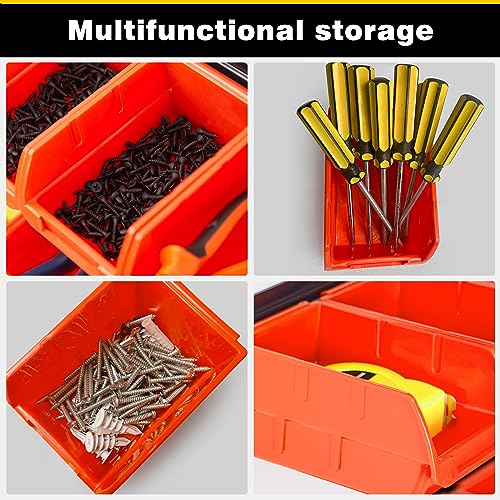 Ultrawall Wall Mounted Storage Bins, Plastic Hanging Storage Organizer Bins - color: Orange