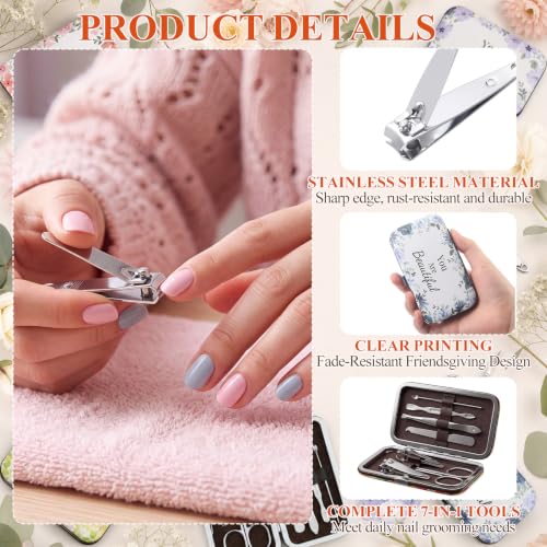 24 Set Christian Manicure Set, Bible Verse Gift Bulk for Women, Floral - color: Vintage Floral