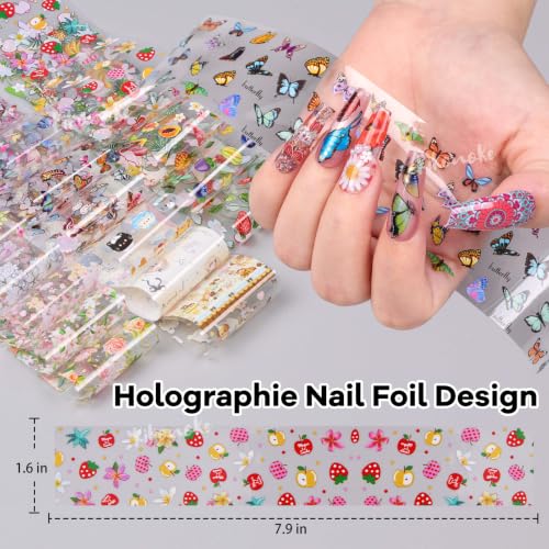300 Sheets Nail Foil Transfer Sheets Flower Lace Leopard Aurora Nail Foils