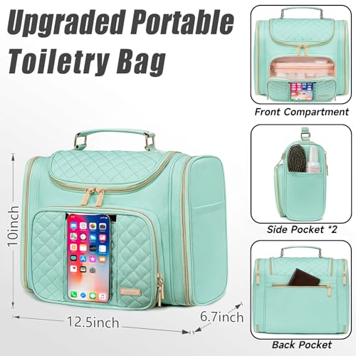 Tealari Large Toiletry Bag for Women Men,Bathroom Bag,Water Resistant Shower Bag,Makeup Bag,Toiletry Bags for Traveling,Hanging Toiletry Bag with Transparent Waterproof Phone Pocket (Green) - color: Green