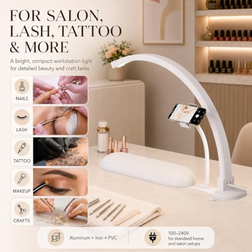 Half Moon Light for Nail Desk with Hand Rest, 2520LM, Memory Function