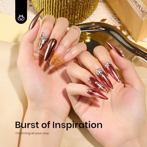 Beetles Metallic Chrome Nail Powder Mirror Effect 4 colors Gold - color: B - Gold-4