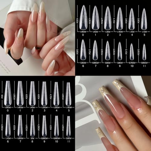 NICENEEDED 144 PCS Dual Nail Forms Set, 4 Style 12 Size, Clear
