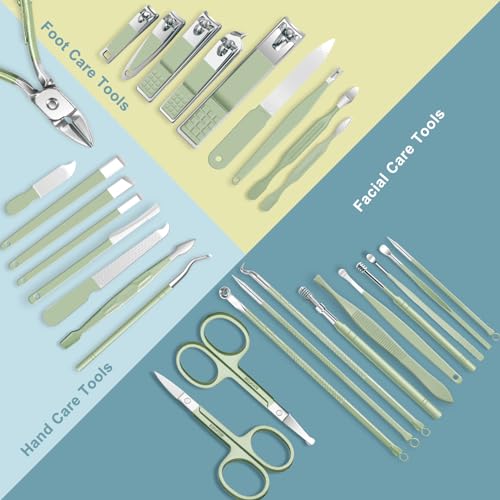 Manicure kit Professional Nail Clippers Pedicure Kit,30 Pcs Stainless Steel - color: 30 in 1 Green