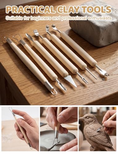 14Pcs Clay Sculpting Tools Kit, Ceramic Clay Ball Stylus Dot Painting Tools, Air Dry Clay Tools Set for Carving, Dotting, Embossing, Shaping, Molding, Pottery Crafts, Nail Art, Rhinestone, Rock - color: 14PCS