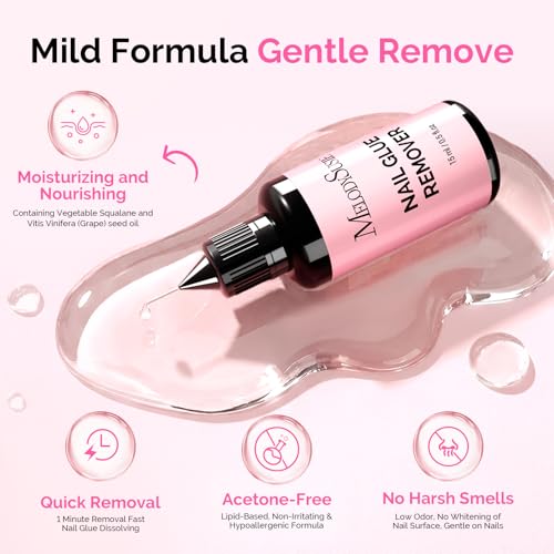 MelodySusie Acetone Free Nail Glue Remover for Press On Nails, 15ml, 2PCS - size: 1.05 Fl Oz (Pack of 1)