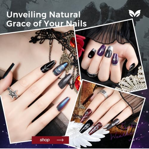 Morovan Dark Nail Polish Set: 6 Color Gothic Black Glitter Deep Purple Gift - color: Midnight Gothic