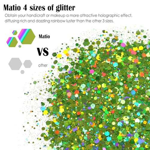 Matio Holographic Chunky Glitter, 7.8oz/220g Light Green Craft Glitter - color: L-Light Green