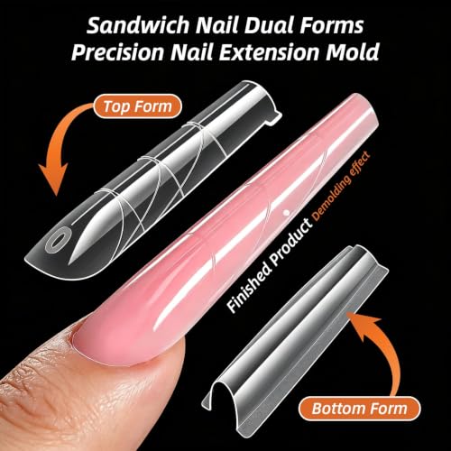 Sandwich Nail Dual Forms, 256PCS Acrylic Polygel,Stiletto