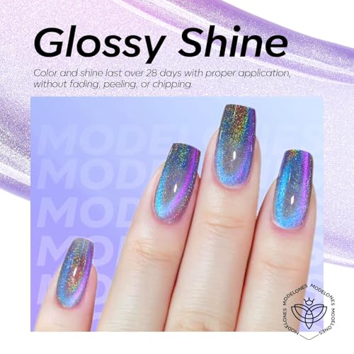 modelones Blue Purple Cat Eye Gel Nail Polish Soak Off UV/LED 15ML - color: A0-9D Cat Eye