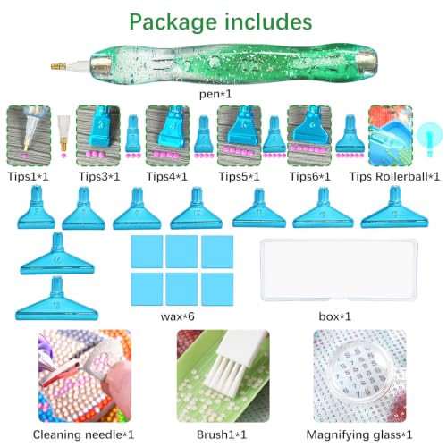 26 Piece 5D Ergonomic Diamond Art Painting Pens Kit,Green - color: Green