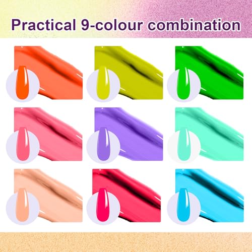 Gradient Painting Gel, 9 Colors Ombre Gel Nail Polish Sponging - color: Rainbow Candy(01)