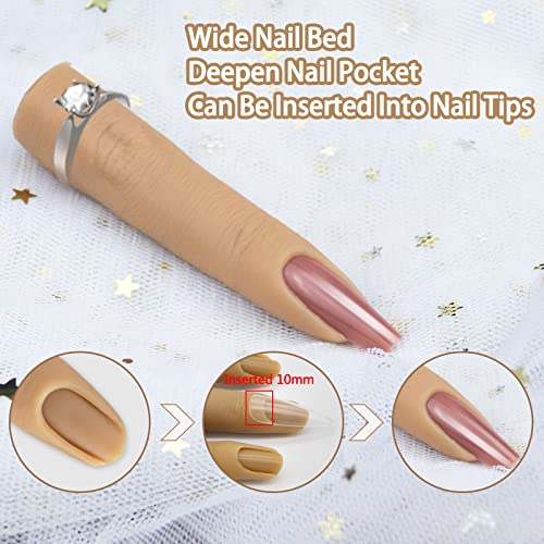Silicone Practice Fingers for Acrylic Nails, Bendable Nail Training Finger Soft Silicone Fake Finger to Practice Fake Nails, Flexible Nail Practice Fingers Hand for DIY Nails - color: 3# Silicone Finger