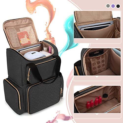 LUXJA Nail Polish Organizer Backpack Holds 70 Bottles and a UV Lamp - color: Black