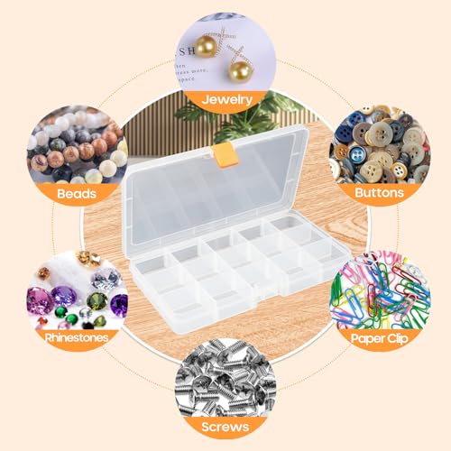 Moon Magpie 2PACK Extra Thick Bead Organizers, Mini Clear Plastic Storage Box Craft Containers for Nail jewelry rhinestones DIY Supply Case - size: 2P-MovableGrid