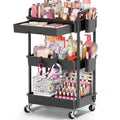 Goovilla Rolling Makeup Organizer Cart with Removable Drawer, 3 Tier Black - color: Black, size: 3 Tier
