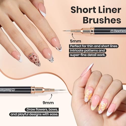 Beetles Liner Brushes for Nails 5pcs, Metallic Nail Art Brushes Black - color: A-Black-5