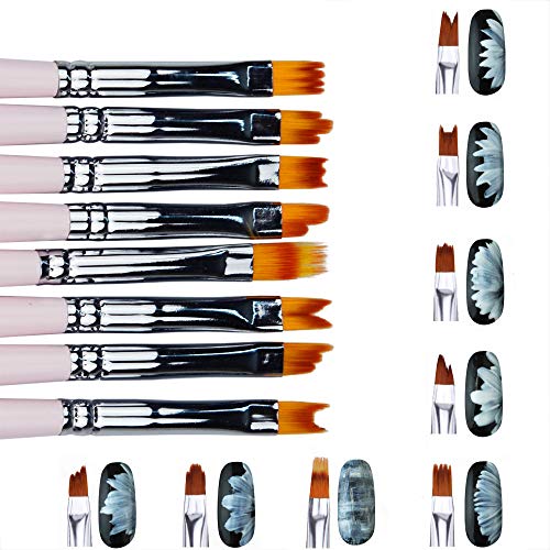 8 Pcs Premium Nail Brush Pens with Wooden Handle – UV Gel Art Gradient & Flower Design Tools for Professional Manicure, Perfect Valentine’s Gift (Purple Wood) - color: 8 amazing nail brushes